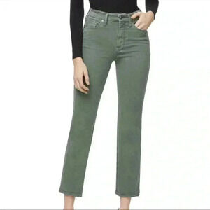 GOOD AMERICAN Good Curve High Rise Straight Leg Jeans In Olive Green Sz 00/24